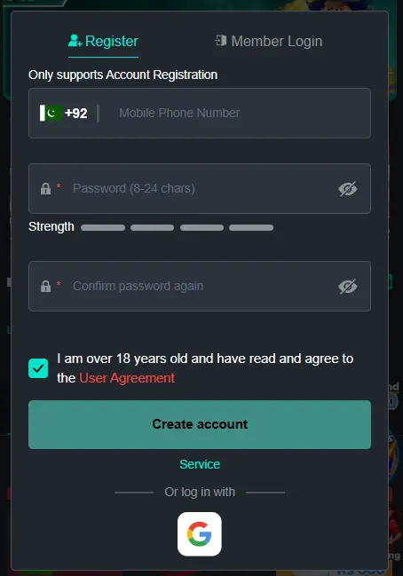 PK116 Game Register